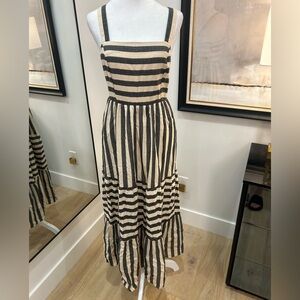 Striped Black and Cream Maxi Dress